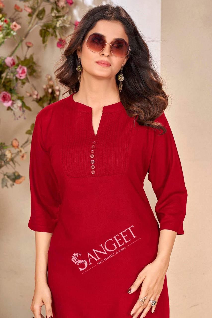 Kapda Wholesale Sangeet Pintex Color 1 Rayon Short Kurti Collection in Surat