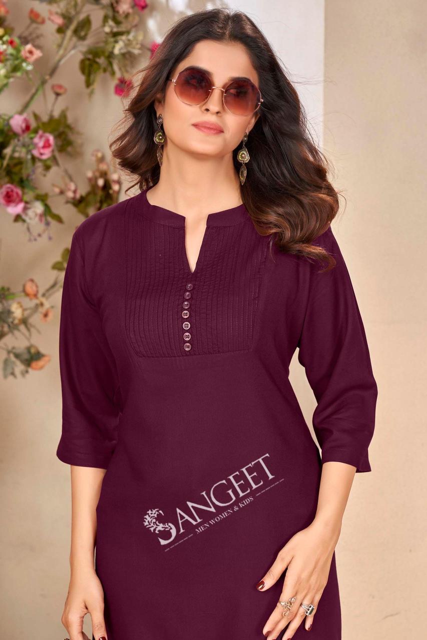 Kapda Wholesale Sangeet Pintex Color 1 Rayon Short Kurti Collection in Surat