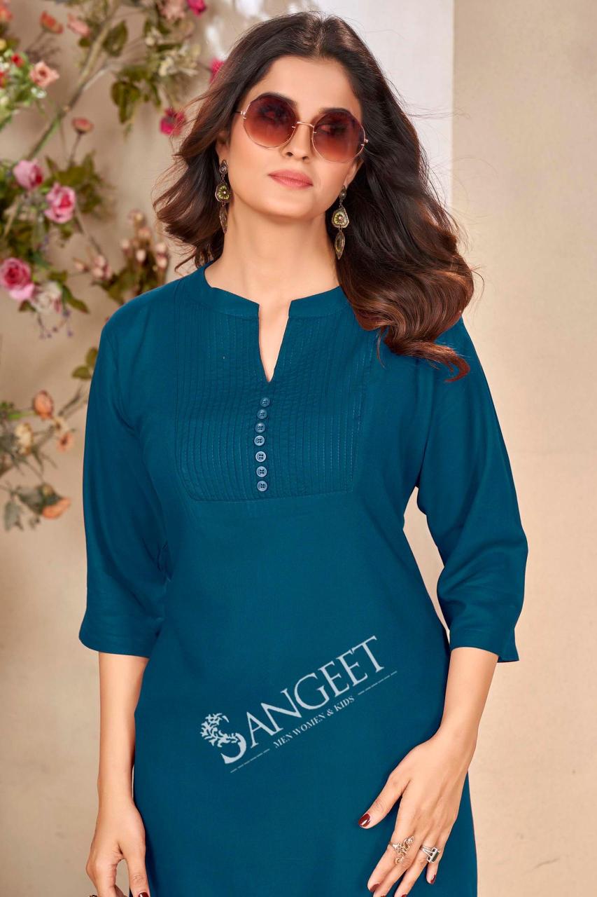 Kapda Wholesale Sangeet Pintex Color 1 Rayon Short Kurti Collection in Surat