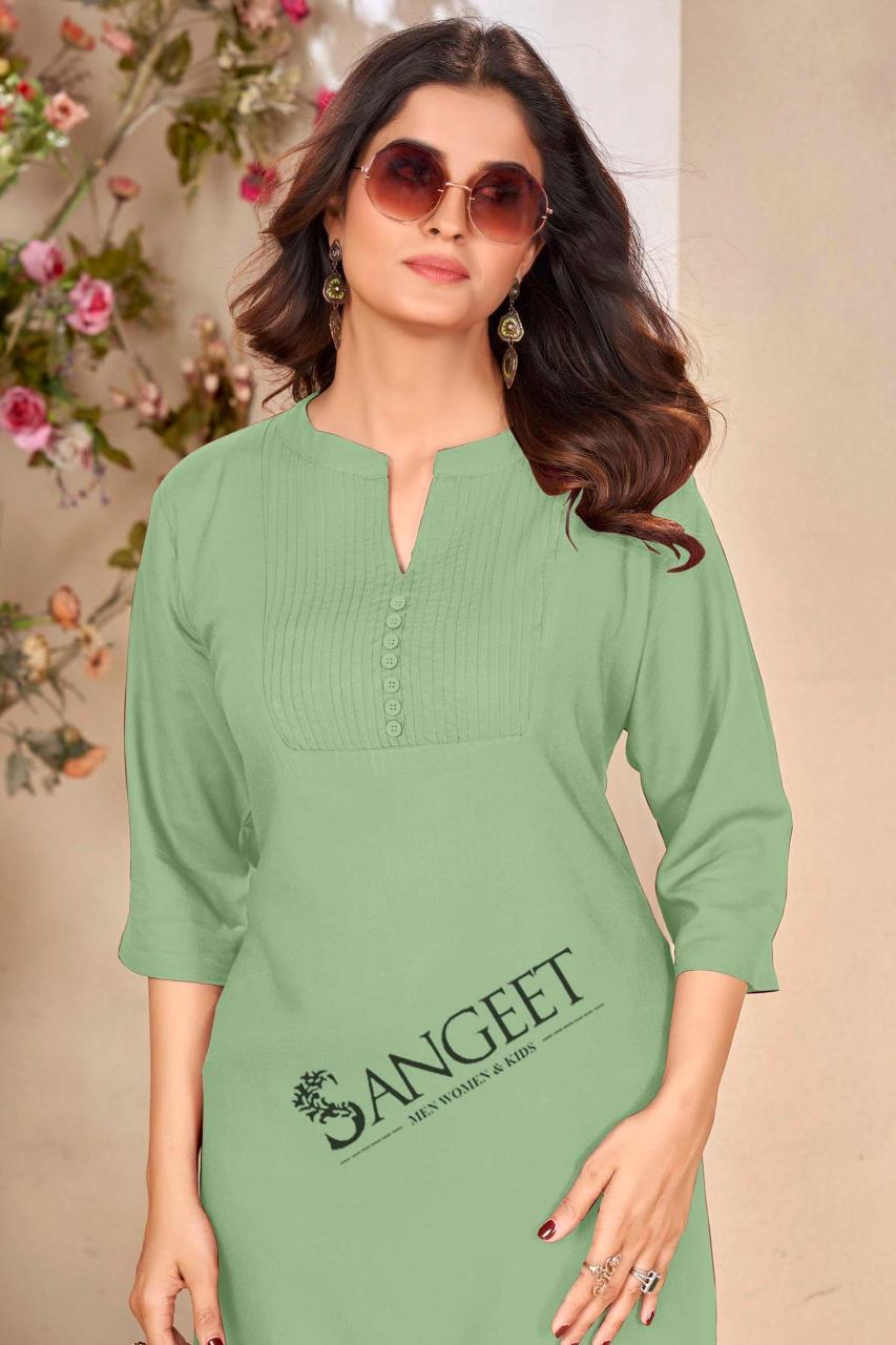 Kapda Wholesale Sangeet Pintex Color 1 Rayon Short Kurti Collection in Surat