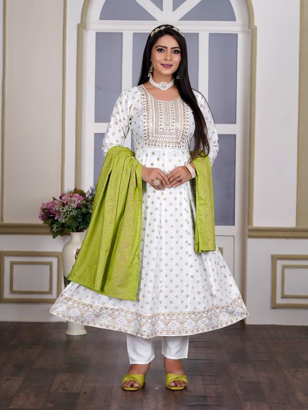 Kapda Wholese Akira Plus Vol 1 Rayon Foil Printed Kurti Pant With Dupatta wholesale manufacturers in Surat