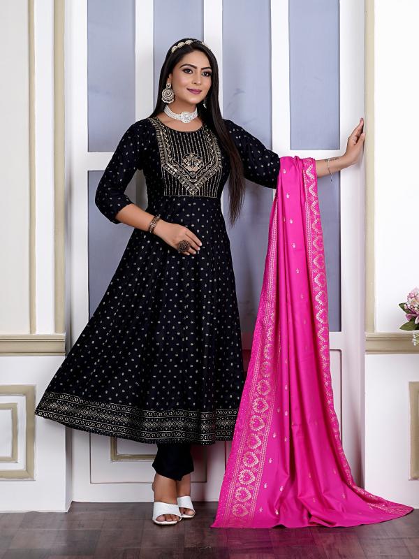 Kapda Wholese Akira Plus Vol 1 Rayon Foil Printed Kurti Pant With Dupatta wholesale manufacturers in Surat