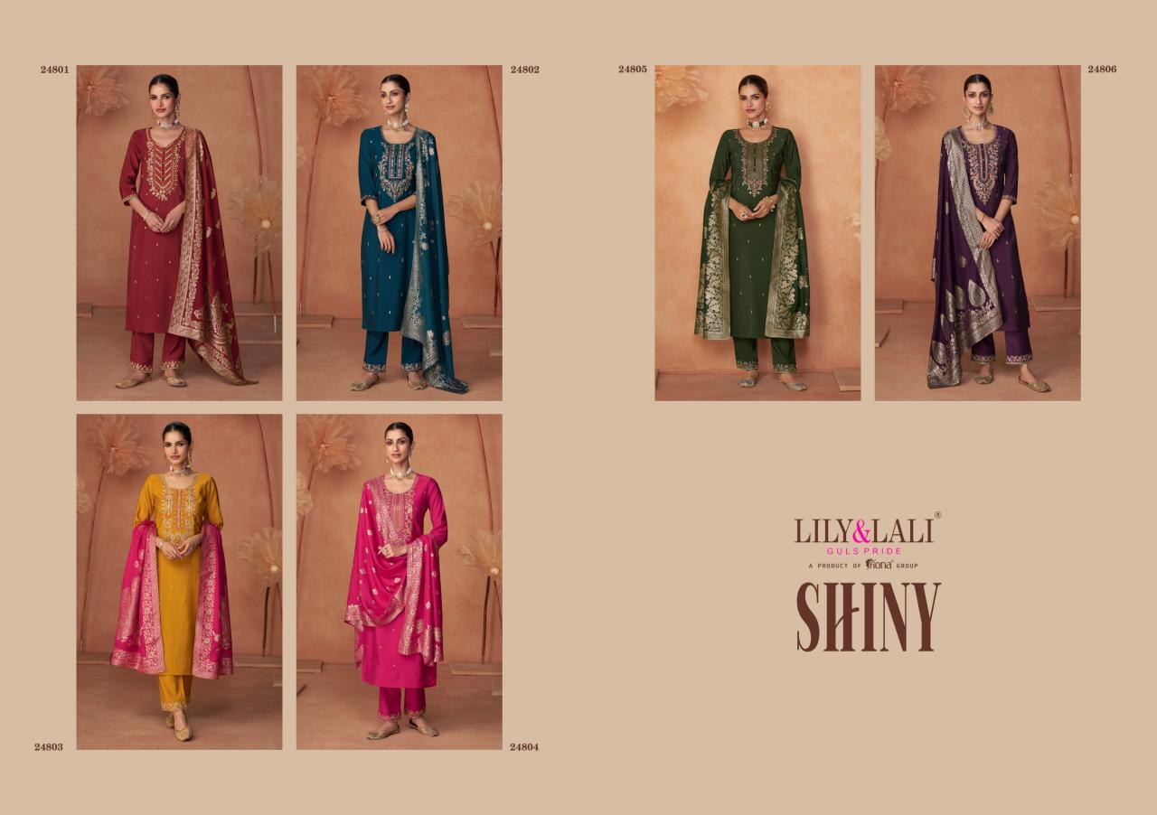 Lily And Lali Shiny Viscose Embroidered Top Bottom With Dupatta Collection wholesale kurti India