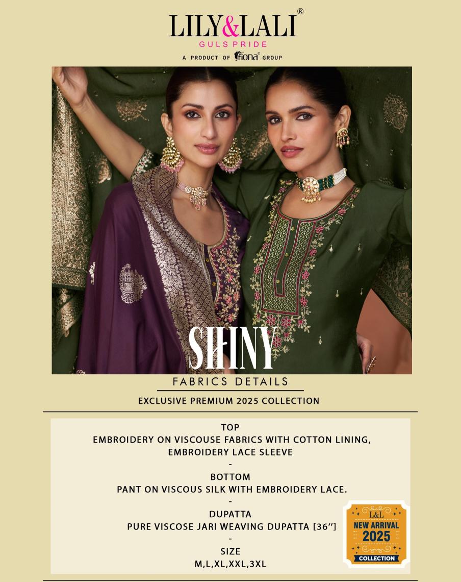 Lily And Lali Shiny Viscose Embroidered Top Bottom With Dupatta Collection wholesale kurti India