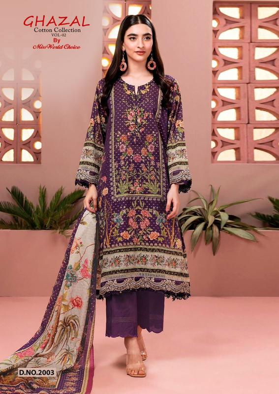 Miss World Choice Ghazal Vol 2 Cotton Dress Material Collection dress material wholesale India