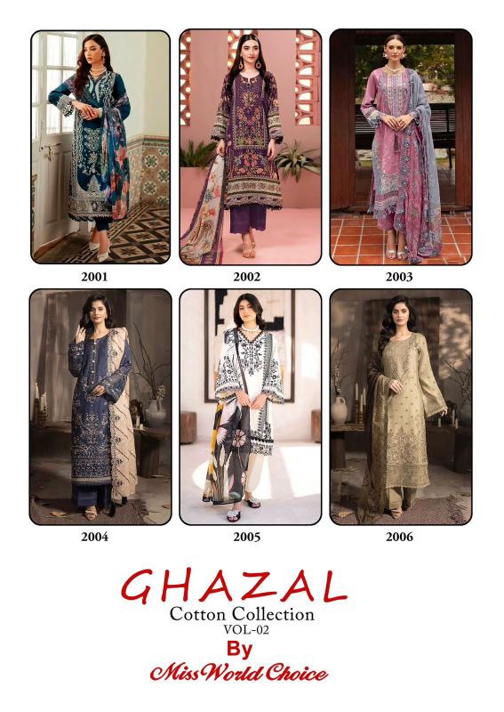 Miss World Choice Ghazal Vol 2 Cotton Dress Material Collection dress material wholesale India