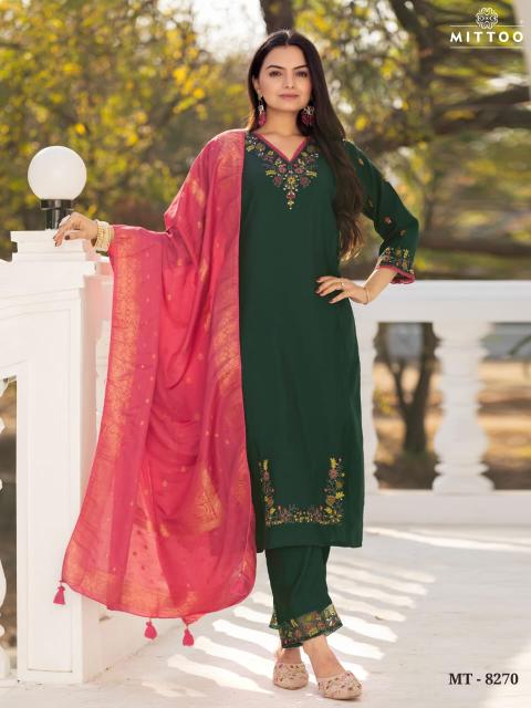 Mittoo Mt 8270 Viscose Silk Kurti Bottom With Dupatta wholesalers of Kurti in Surat
