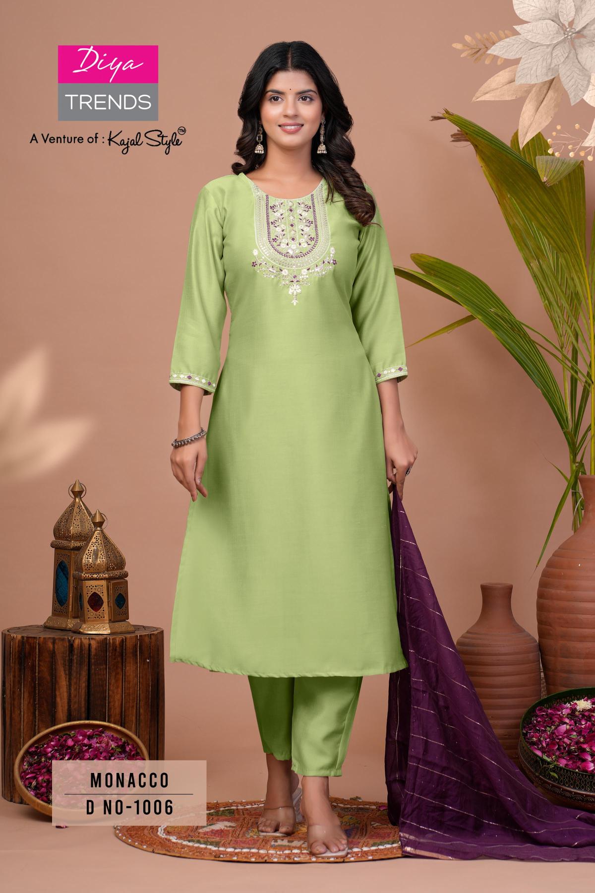 Monacco Vol 1 By Diya Trends Kurti Bottom With Dupatta wholesalers of Kurti in Surat