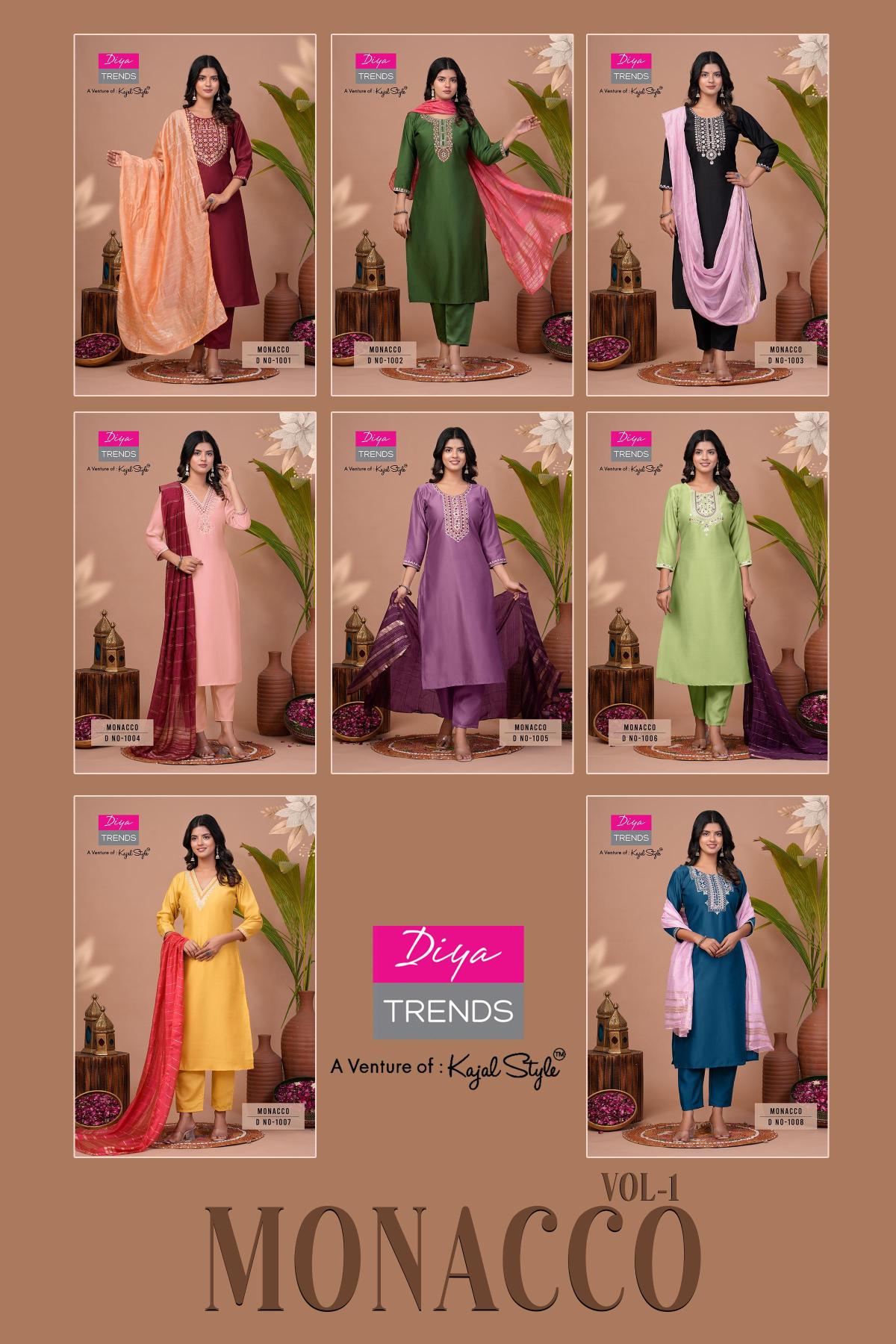 Monacco Vol 1 By Diya Trends Kurti Bottom With Dupatta wholesalers of Kurti in Surat