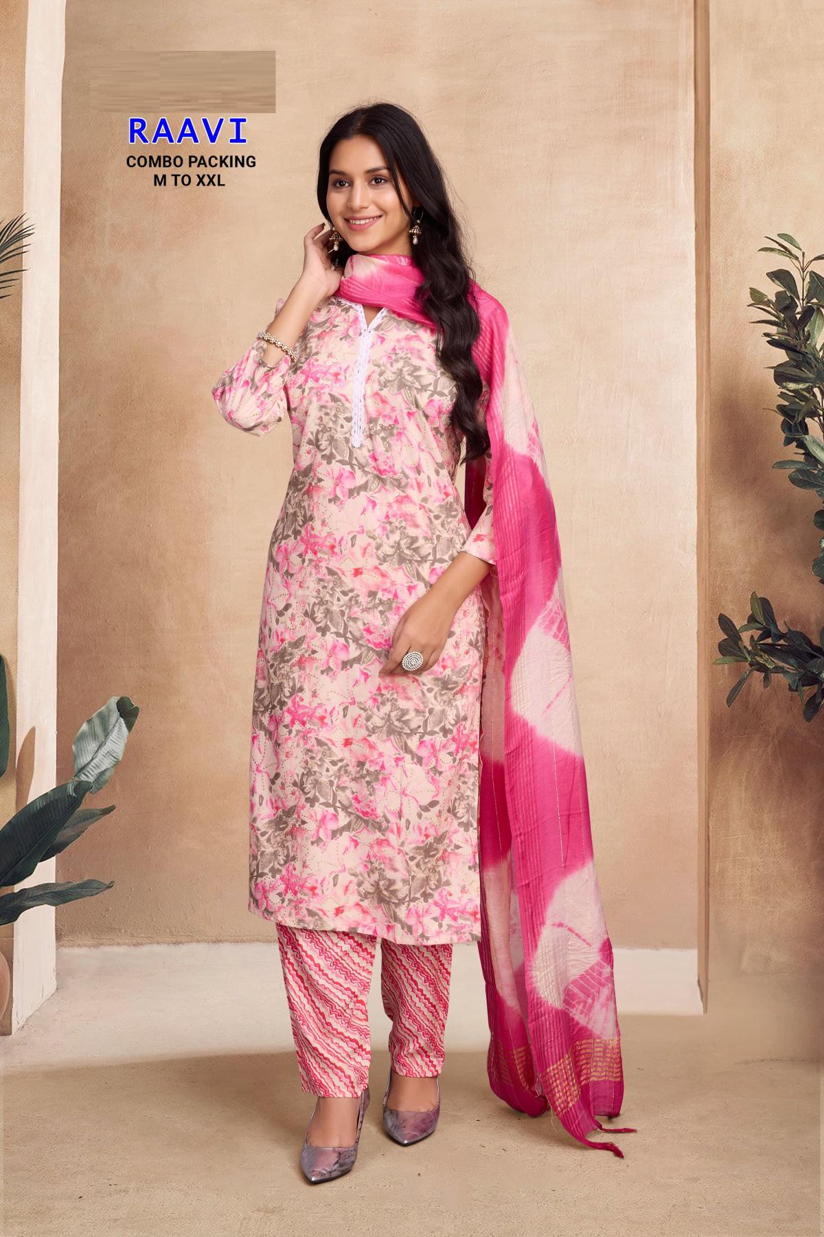 Raavi 1 Rayon Foil Printed Kurti Bottom With Dupatta Collection Full Catalog available at wholesale rate in Surat