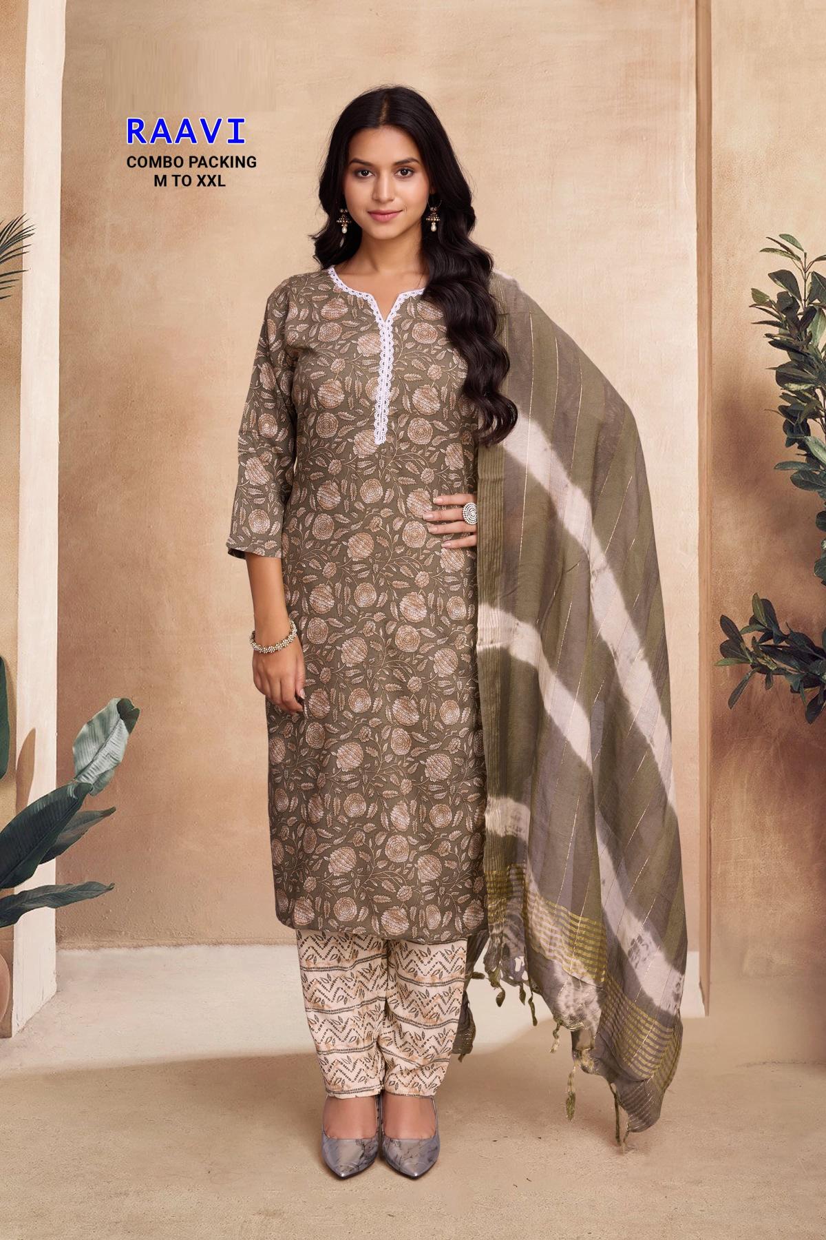 Raavi 1 Rayon Foil Printed Kurti Bottom With Dupatta Collection Full Catalog available at wholesale rate in Surat