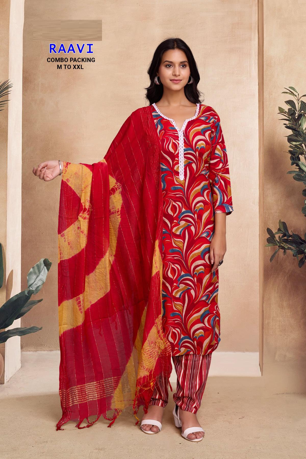 Raavi 1 Rayon Foil Printed Kurti Bottom With Dupatta Collection Full Catalog available at wholesale rate in Surat