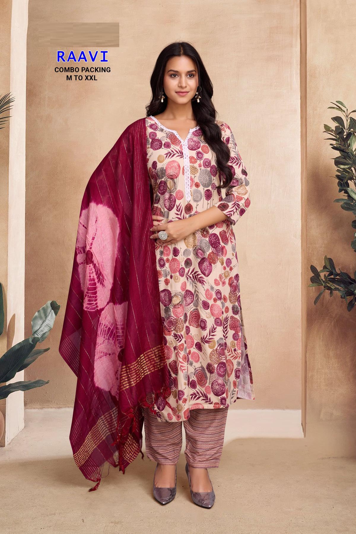 Raavi 1 Rayon Foil Printed Kurti Bottom With Dupatta Collection Full Catalog available at wholesale rate in Surat