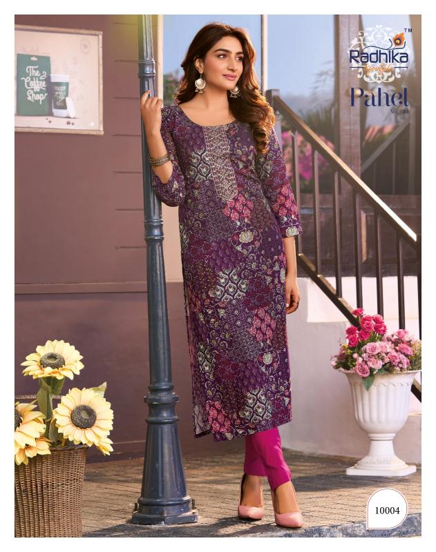 Radhika Pahel Vol 10 Rayon Printed With Work Kurti wholesale market in Surat
