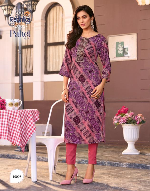 Radhika Pahel Vol 10 Rayon Printed With Work Kurti wholesale market in Surat
