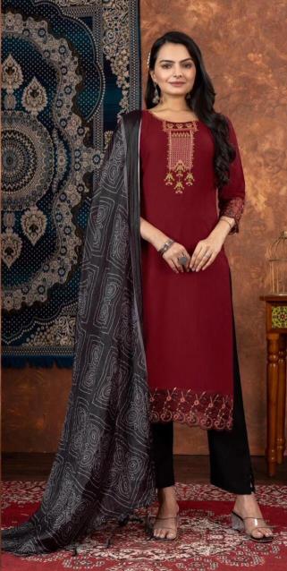 Rajans Vol 1 Rayon Embroidered Kurti Pant With Dupatta Collection wholesaler of Kurti in Surat