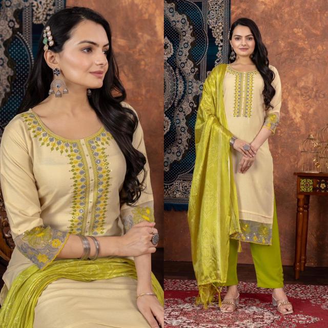 Rajans Vol 1 Rayon Embroidered Kurti Pant With Dupatta Collection wholesaler of Kurti in Surat