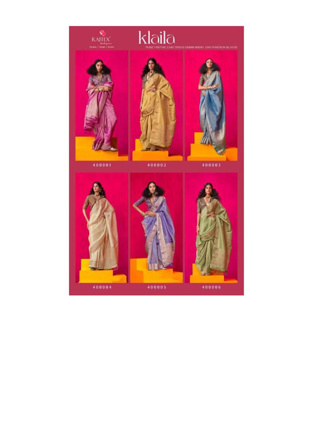 Rajtex Klaila Catalog Zari Tissue Handloom Silk fancy designer sarees online shopping india