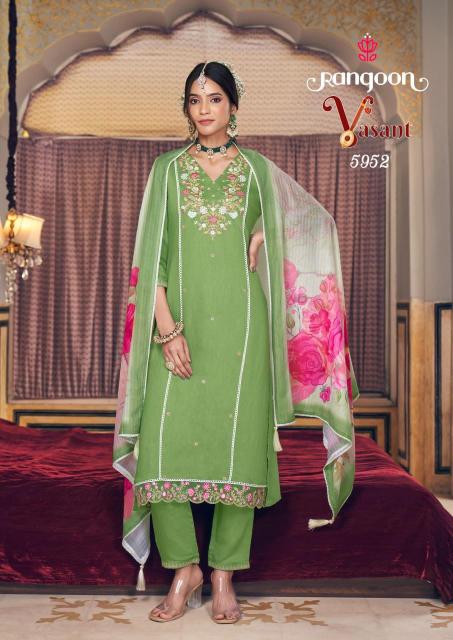 Rangoon Vasant catalog Viscose With Embroidery floral kurti catalogue