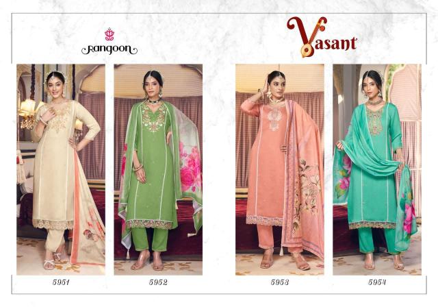 Rangoon Vasant catalog Viscose With Embroidery floral kurti catalogue
