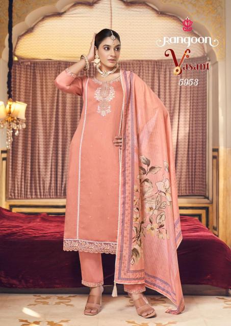 Rangoon Vasant catalog Viscose With Embroidery floral kurti catalogue
