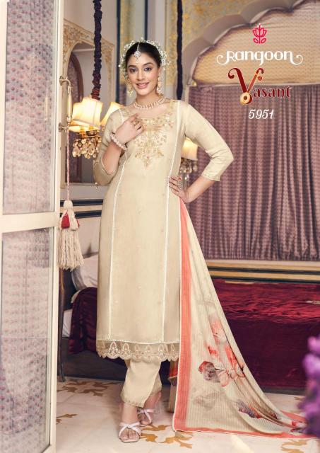 Rangoon Vasant catalog Viscose With Embroidery floral kurti catalogue