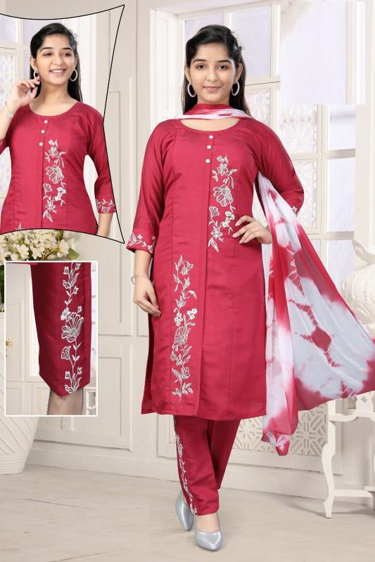 Senorita 3 Pant Set Roman Silk Kurti Pant With Dupatta wholesalers in Surat
