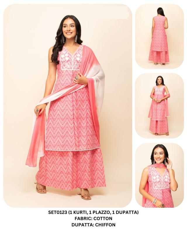Set 0123 Cotton Readymade Kurti Bottom With Dupatta wholesale market in Surat