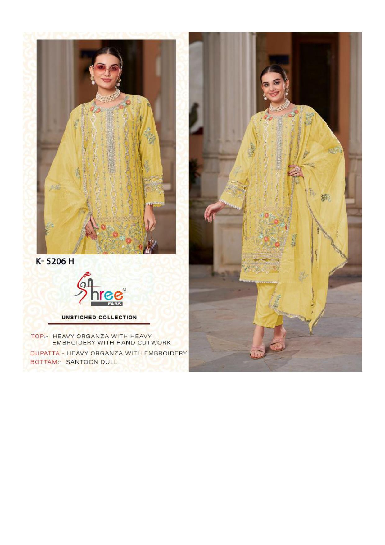Shree Fabs K 5206 E To H heavy embroidered pakistani suits