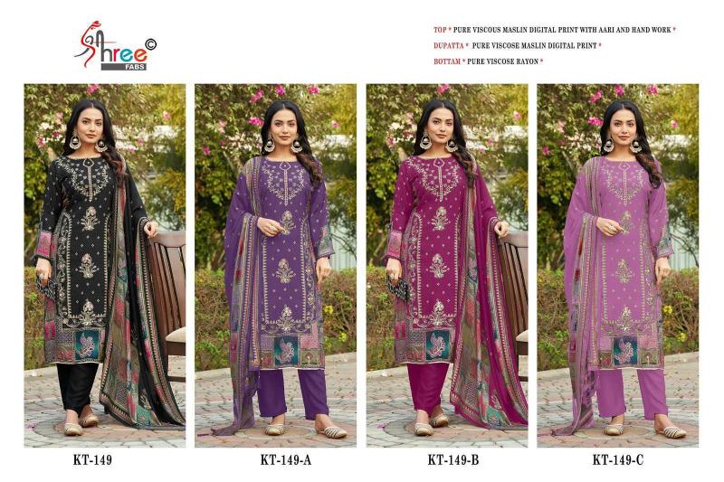 Shree Fabs Kt 149 Catalog Viscose Maslin pakistani suit material