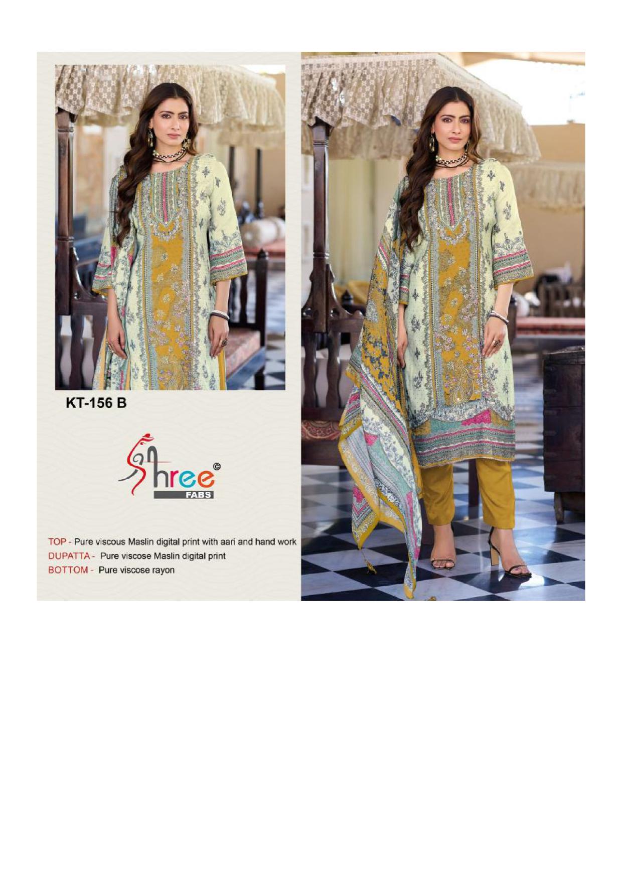 Shree Fabs Kt 156 Catalog Viscose Maslin pakistani fancy suit