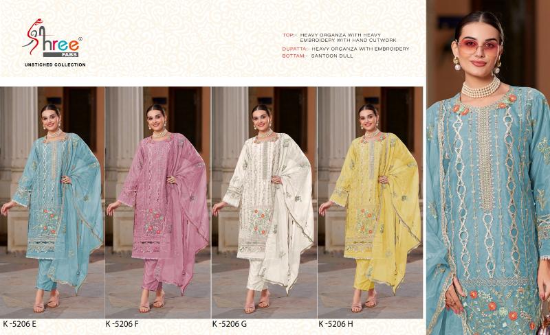 Shree K 5206 E To H Embroidered Pakistani Suit Collection Wholesale market in Surat