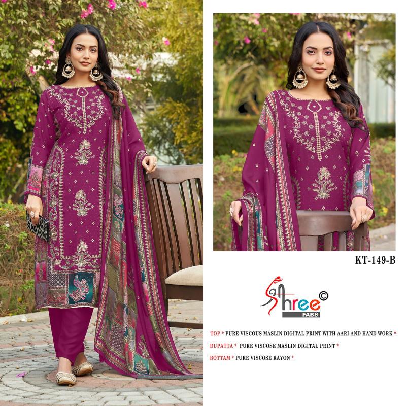 Shree Kt 149 Viscose Maslin Digital Printed Salwar Suit wholesaler of Salwar Kameez in Surat