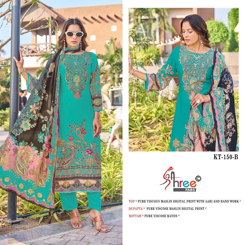 Shree Kt 150 Viscose Maslin Digital Printed Salwar Suit wholesale salwar Suits manufacturers in Surat