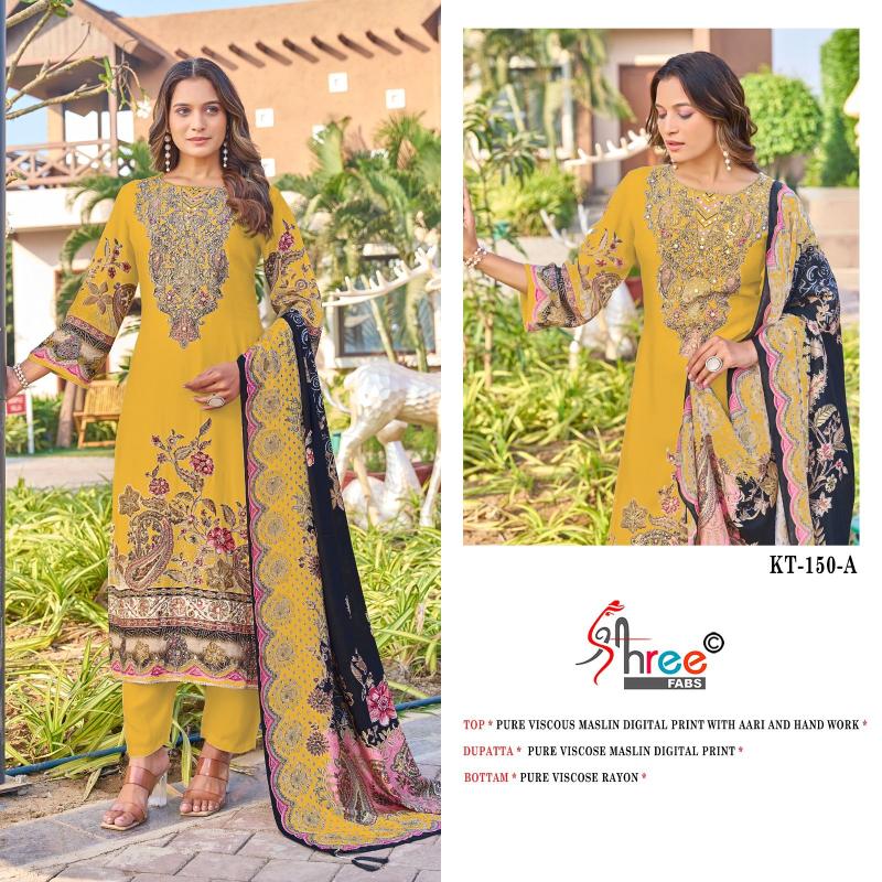 Shree Kt 150 Viscose Maslin Digital Printed Salwar Suit wholesale salwar Suits manufacturers in Surat