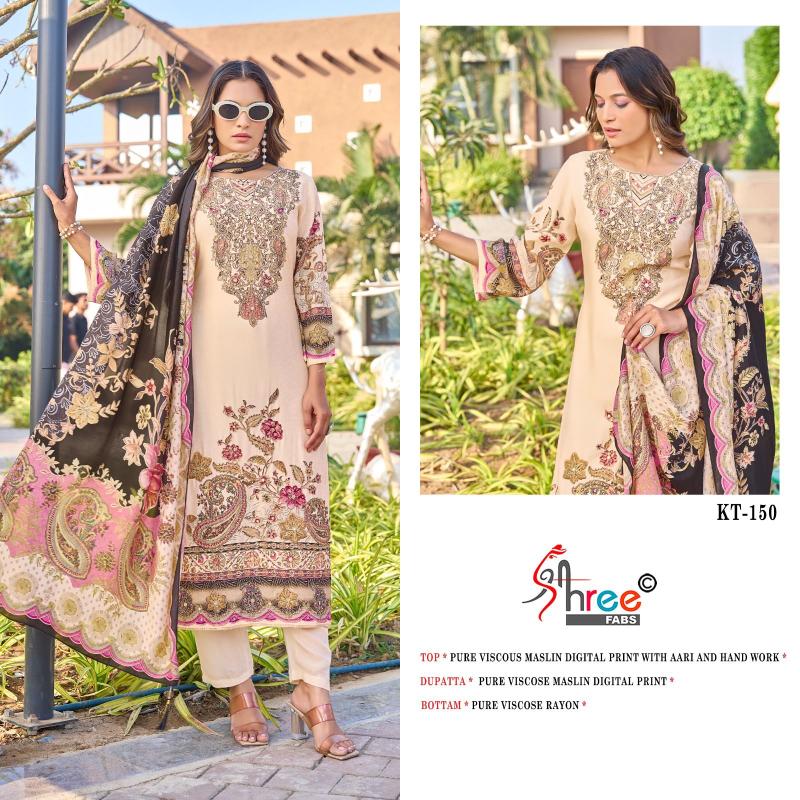 Shree Kt 150 Viscose Maslin Digital Printed Salwar Suit wholesale salwar Suits manufacturers in Surat