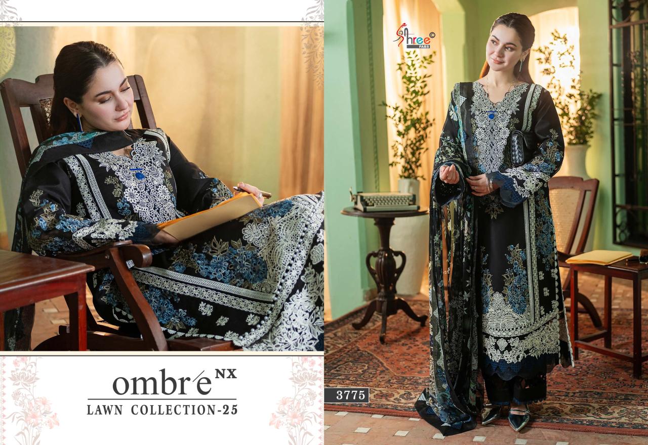 Shree Ombre Lawn Collection 25 Nx Cotton Dupatta Pakistani Suits wholesale market in Surat
