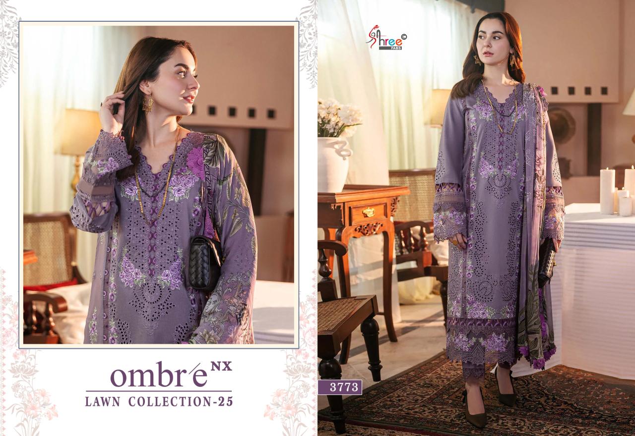 Shree Ombre Lawn Collection 25 Nx Cotton Dupatta Pakistani Suits wholesale market in Surat