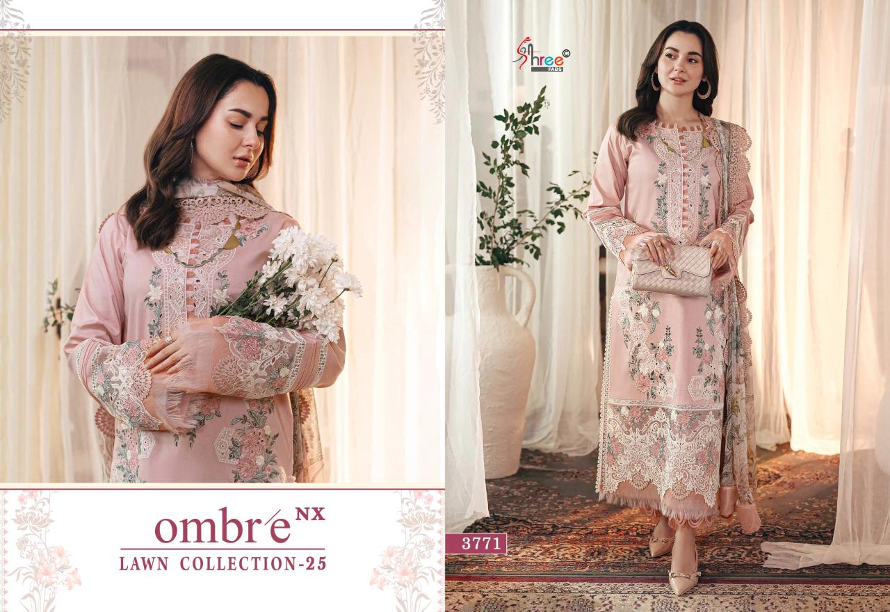 Shree Ombre Lawn Collection 25 Nx Cotton Dupatta Pakistani Suits wholesale market in Surat