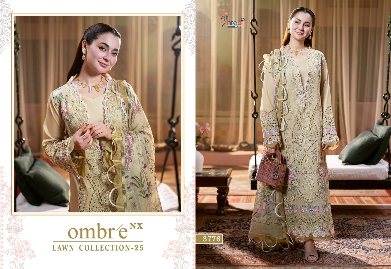 Shree Ombre Lawn Collection 25 Nx Cotton Dupatta Pakistani Suits wholesale market in Surat