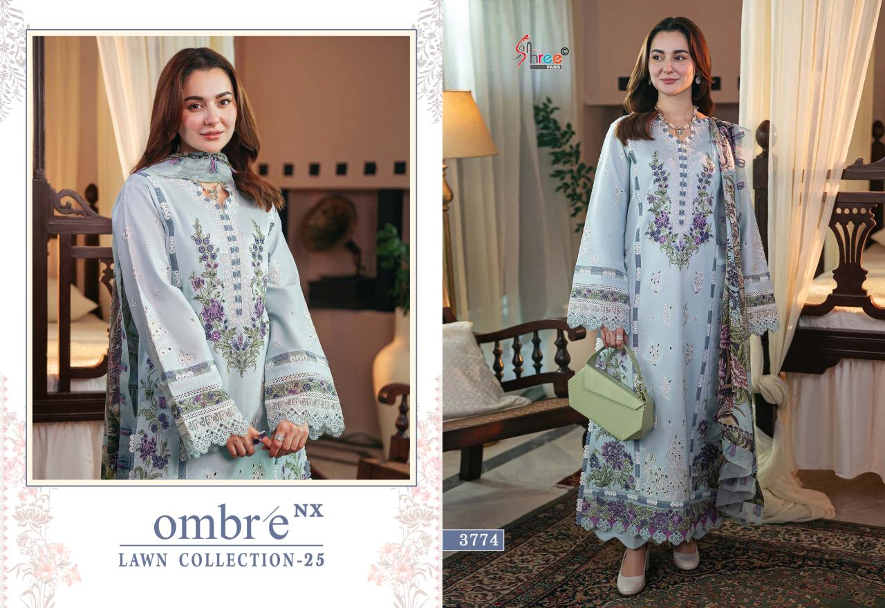 Shree Ombre Lawn Collection 25 Nx Cotton Dupatta Pakistani Suits wholesale market in Surat