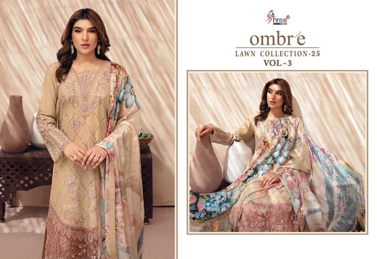 Shree Ombre Lawn Collection 25 Vol 3 Cotton Dupatta Pakistani Suits manufacturers in Surat