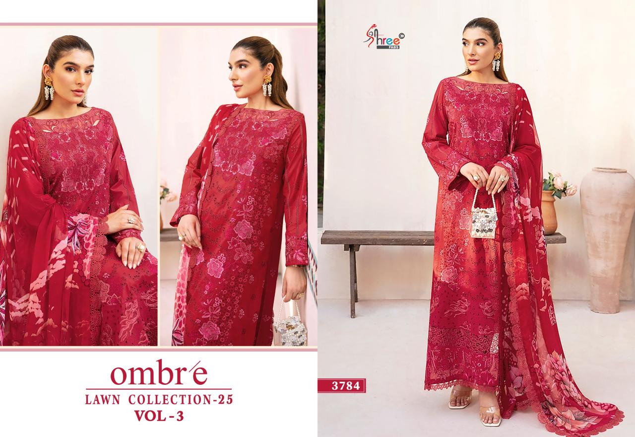Shree Ombre Lawn Collection 25 Vol 3 Cotton Dupatta Pakistani Suits manufacturers in Surat