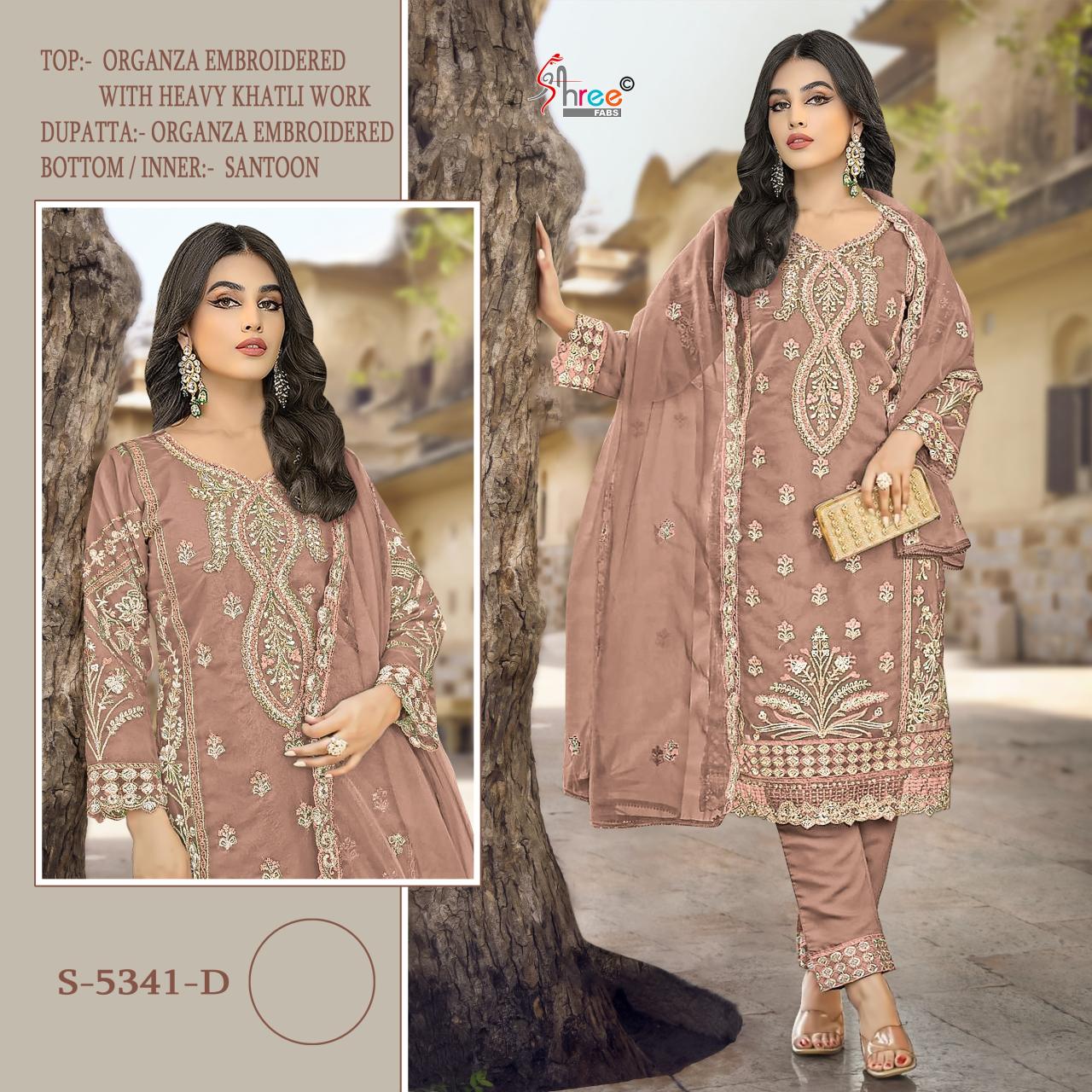 Shree S 5341 Organza Pakistani Salwar Suits manufacturers of Salwar Suits in Surat