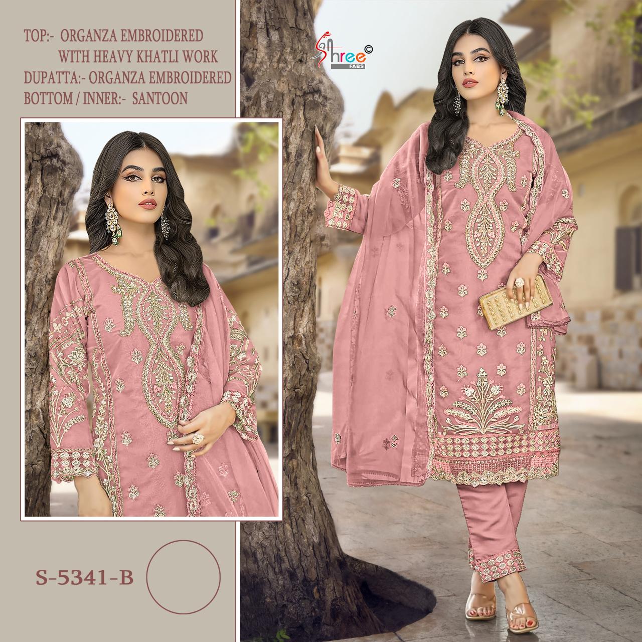 Shree S 5341 Organza Pakistani Salwar Suits manufacturers of Salwar Suits in Surat