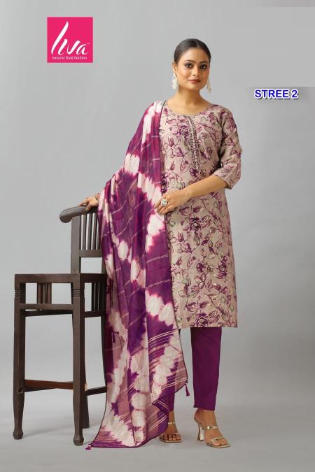 Stree Vol 2 Chanderi Foil Printed Kurti Bottom With Dupatta Collectionin Surat