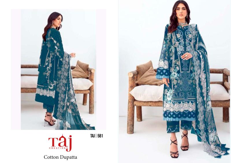 Taj 580 And 581 Cotton Dupatta Pakistani Salwar Suits Collection in Surat