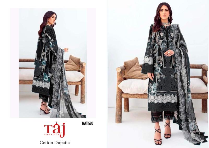 Taj 580 And 581 Cotton Dupatta Pakistani Salwar Suits Collection in Surat