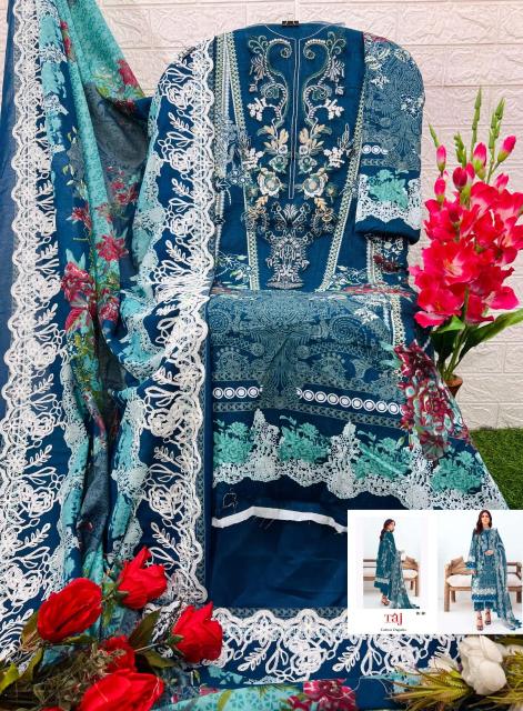 Taj 580 And 581 Cotton Dupatta Pakistani Salwar Suits Collection in Surat