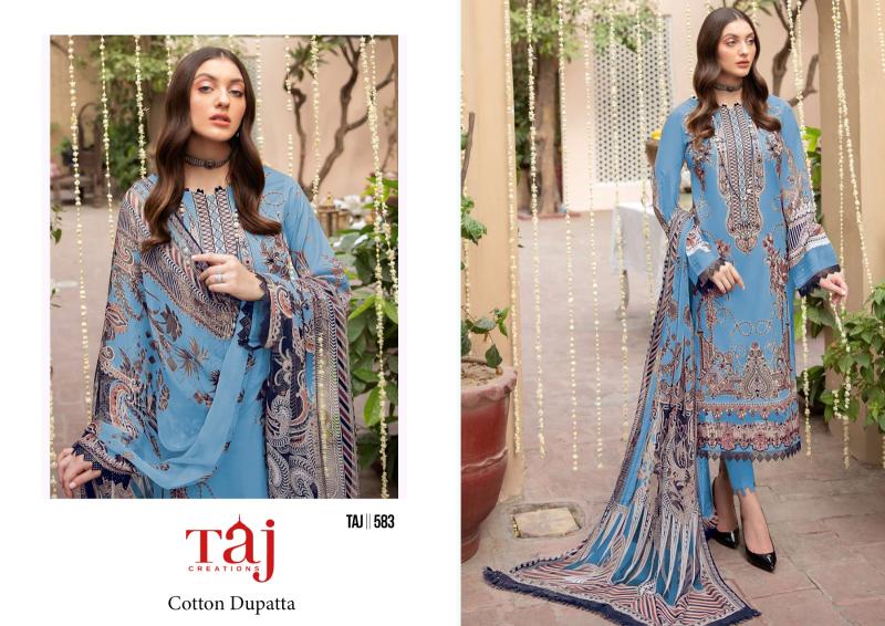Taj 582 And 583 Chiffon Dupatta Pakistani Salwar Suits Collection wholesale market in Surat